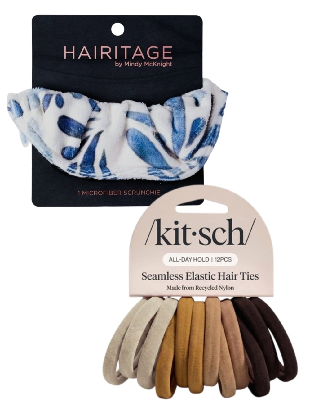 Kitsch Seamless Elastic Hair Ties and Hairitage Absorbent Scrunchie Lot NWT
